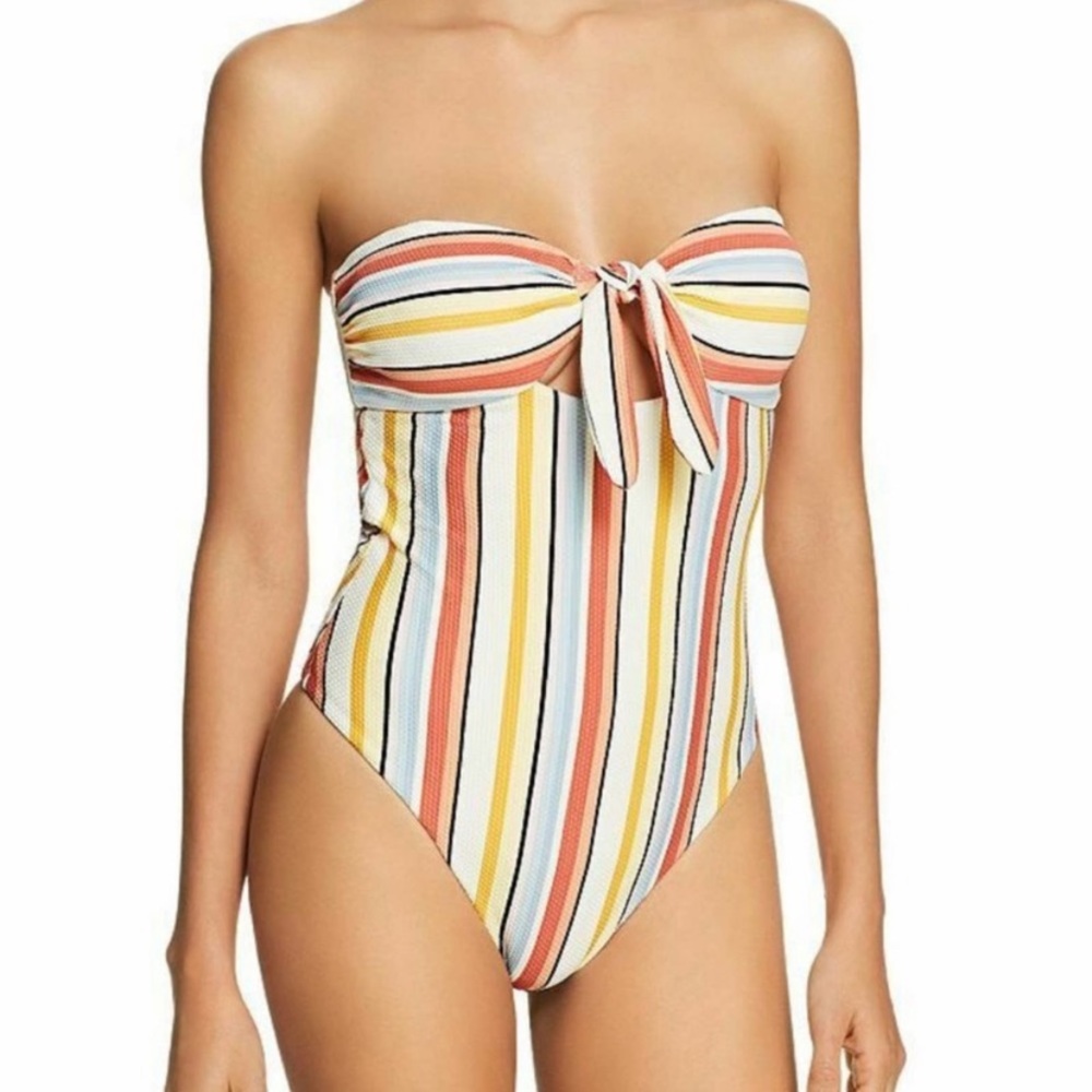 MINKPINK Swimsuit Stripe One Piece
Bandeau Tie Bow Beach Swim Pool
Medium